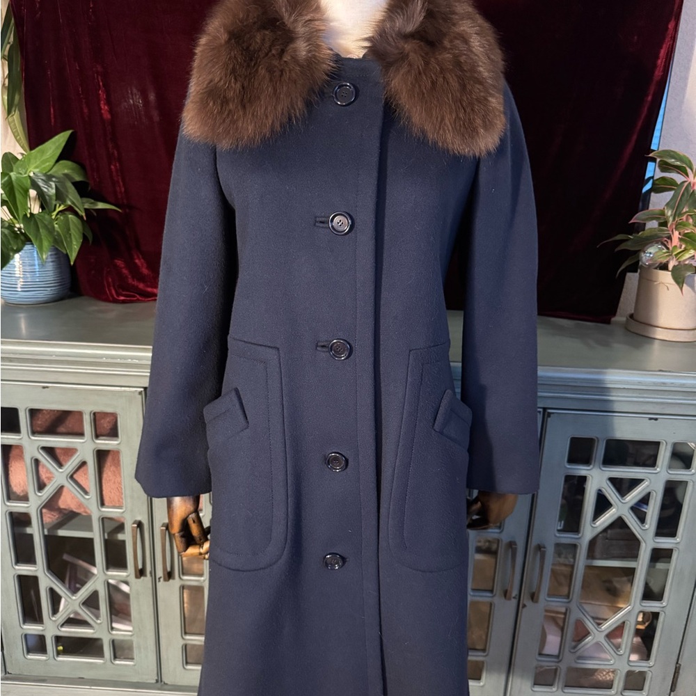 Saks Fifth Avenue Wool Pea coat with Fur collar